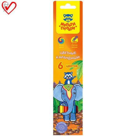 Карандаши цветные 6цв. Мульти-Пульти Енот в Индии