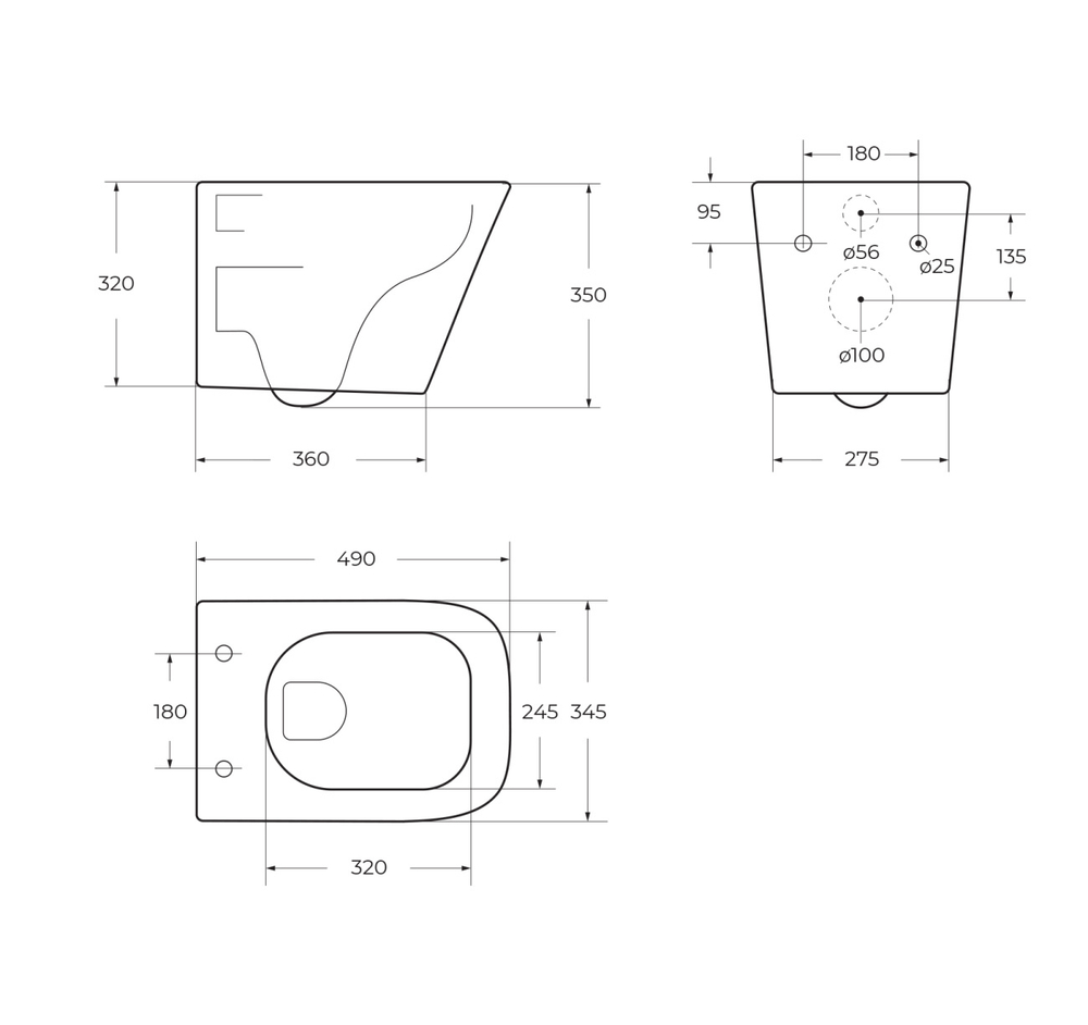 Унитаз подвесной безободковый с сиденьем и смывом TORNADO BelBagno ARDENTE-TOR BB520CH-TOR