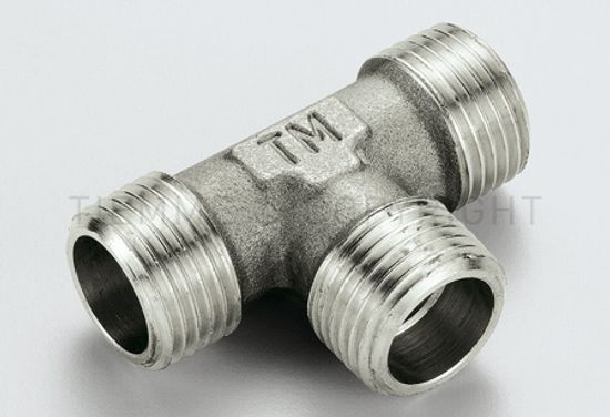 Тройник латунный Tiemme 1/2" НР с наружной резьбой никелированный фитинг 1500233