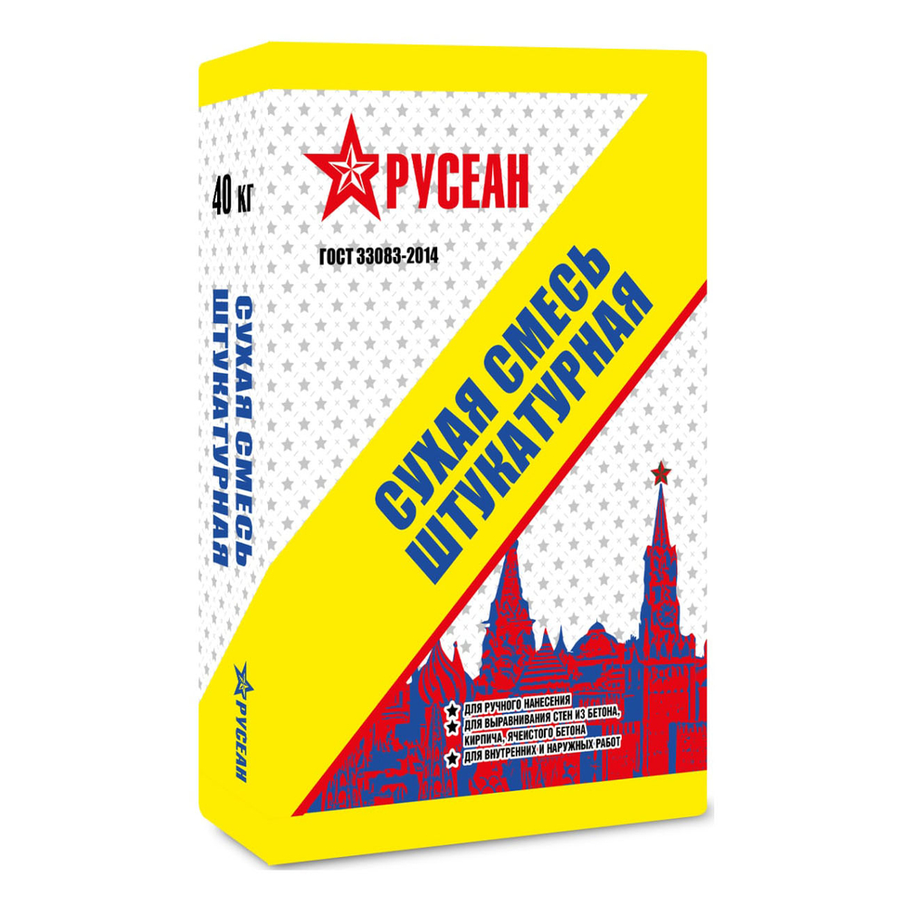Смесь сухая штукатурная модифицированная Русеан 40кг