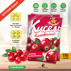Кисель быстрого приготовления Приправыч Клюква 110 гр. 25 шт.