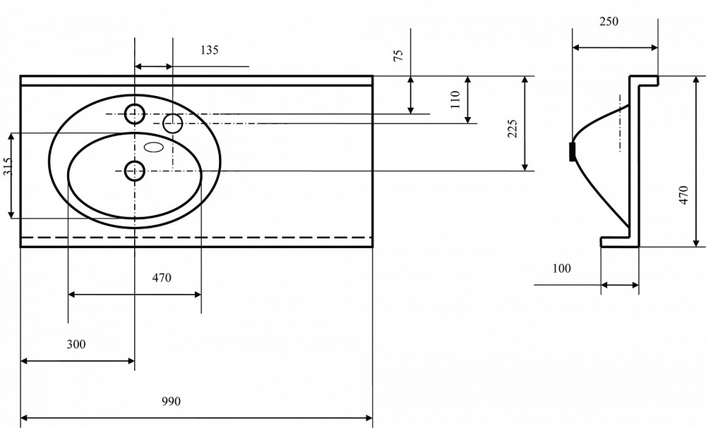 Раковина мебельная Акватон Отель 100