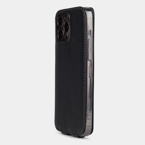 Чехол для iPhone 14 Pro из кожи теленка, черного цвета
