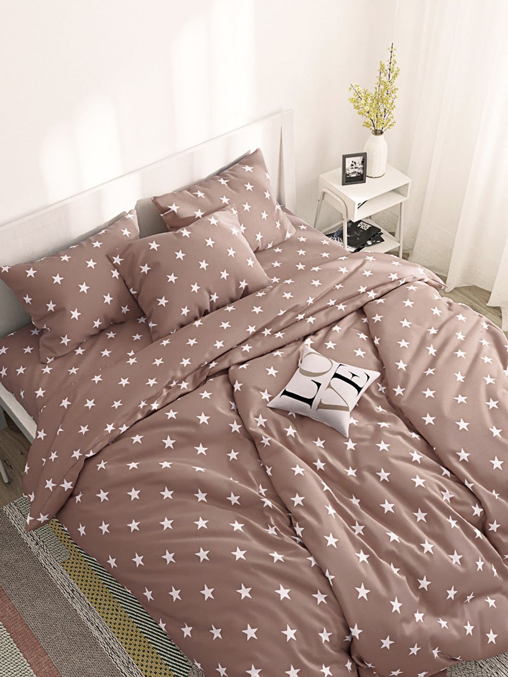 Постельное белье Сказка "Невада" 2-спальный Наволочка 70х70 см 2 шт Простынь на резинке 160х200 см Пододеяльник 175х215 см, поплин