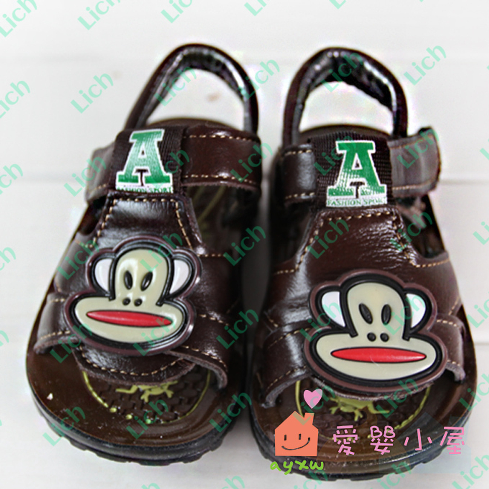 Сандалии детские однотонные с аппликацией обезьяны