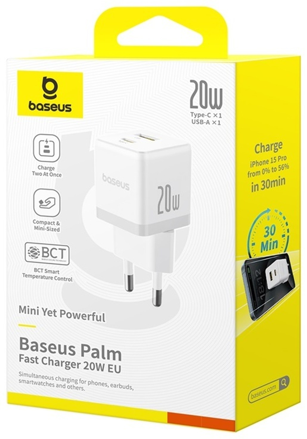 Зарядное устройство Baseus Palm USB Type-C, USB белый