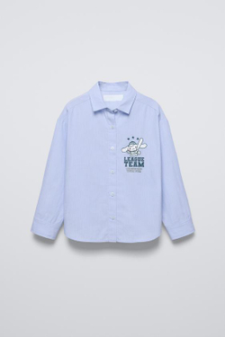 ZARA РУБАШКА С ПРИНТОМ CINNAMOROLL © SANRIO, ГОЛУБОЙ