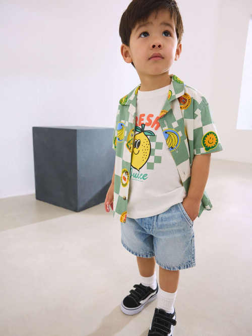 Рубашка с коротким рукавом и футболка в комплекте для мальчика Next AB6-482, Белый, Мятный