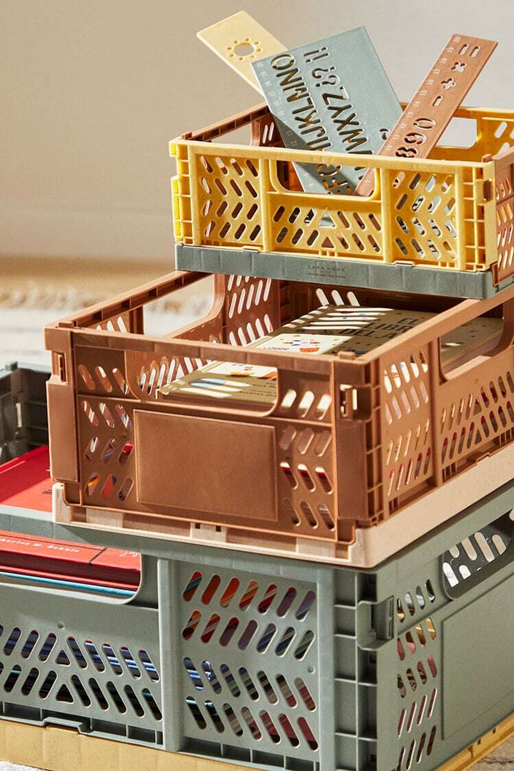 ZARA HOME СКЛАДНАЯ КОРОБКА, ЗЕЛЕНЫЙ/ЭКРЮ