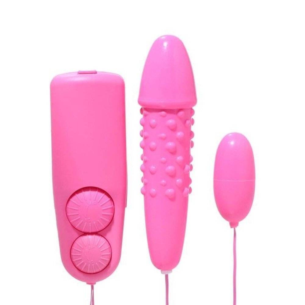 Розовые виброяйца с проводным пультом управления (Цвет: розовый)