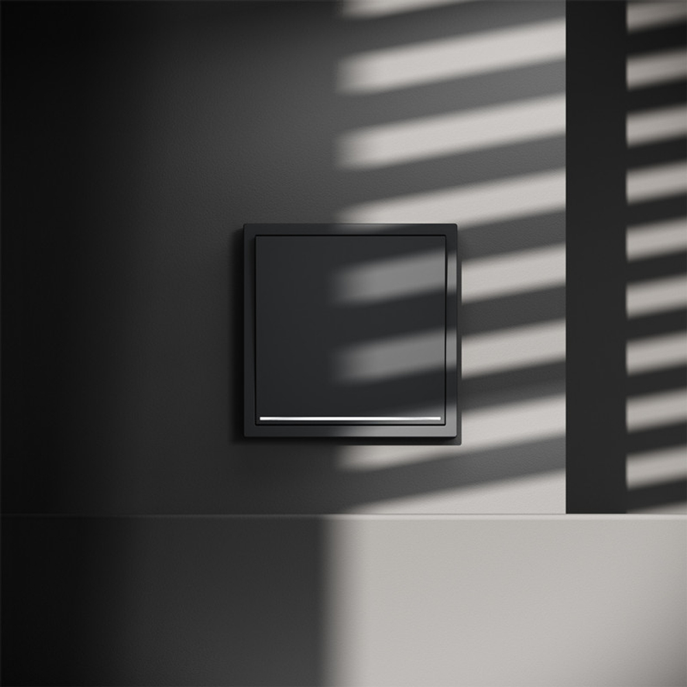 Выключатель встраиваемый VOLTUM S70 одноклавишный с подсветкой 10А, (графит)