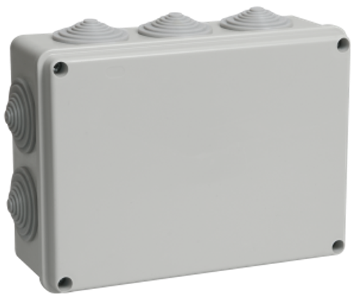 Коробка распаячная КМ41243 для открытой проводки безгалогенная (HF) 190х140х70мм IP44 10 гермовводов