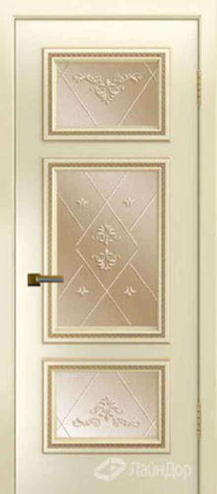 Межкомнатная дверь ЛайнДор Афина-Д ДО Прима Бронза (Б009 патина золото) Эмаль бисквит