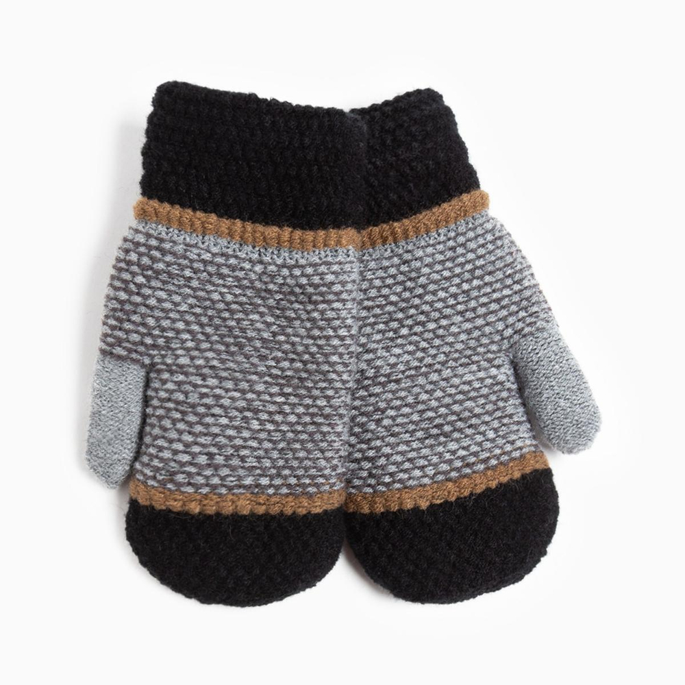Варежки детские, цвет чёрный/тёмно-серый, р. 16/ 9147162 Rossini