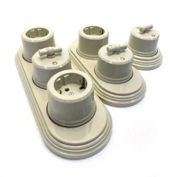 Ретро пластиковая розетка EDISEL Basic слоновая кость ( 2 шт )