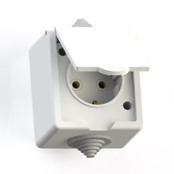 IP44 Розетка брызгозащищенная откр.уст.с з/к одномест.(16А) РА16-660