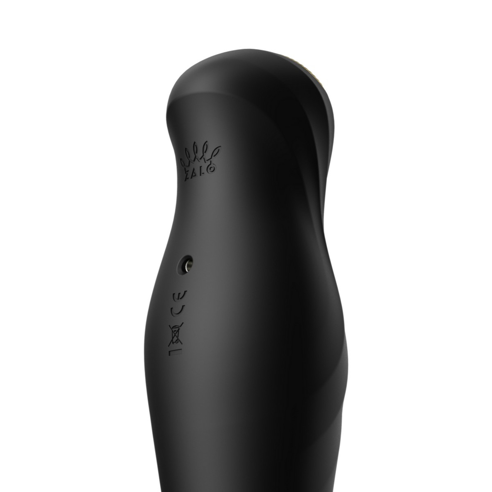 Чёрный вибратор 30,2см с поступательными движениями Zalo King Vibrating Thruster Obsidian Black