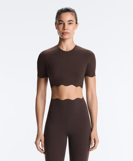 Oysho Топ Compressive волнистый, коричнево-красный