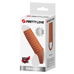 Телесная насадка на пенис с ребрышками и подхватом мошонки