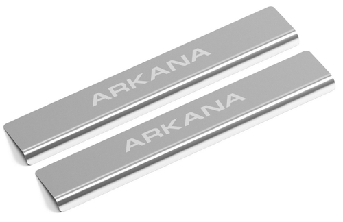 Накладки на пороги AutoMax для Renault Arkana 2019-н.в., нерж. сталь, с надписью, 2 шт., AMREARK01