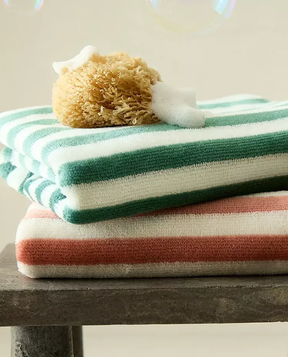 ZARA HOME ДЕТСКОЕ ПОЛОТЕНЦЕ В ПОЛОСКУ, ЗЕЛЕНЫЙ