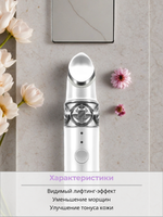 Массажер косметический, лифтинг-эффект, для лица и шеи, вибрация, серебристый, 1 насадка
