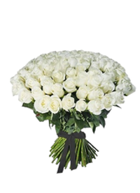 Траурный букет из живых цветов «80 белых роз»