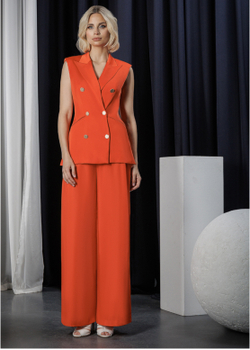 11-01-24 SS Шелковый костюм: брюки и жилет оранжевый