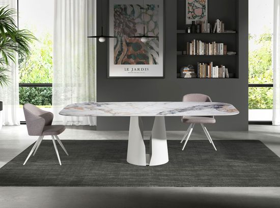 Обеденный стол 1135/DT957 из керамики в мраморной отделке Oval Barrel Испания