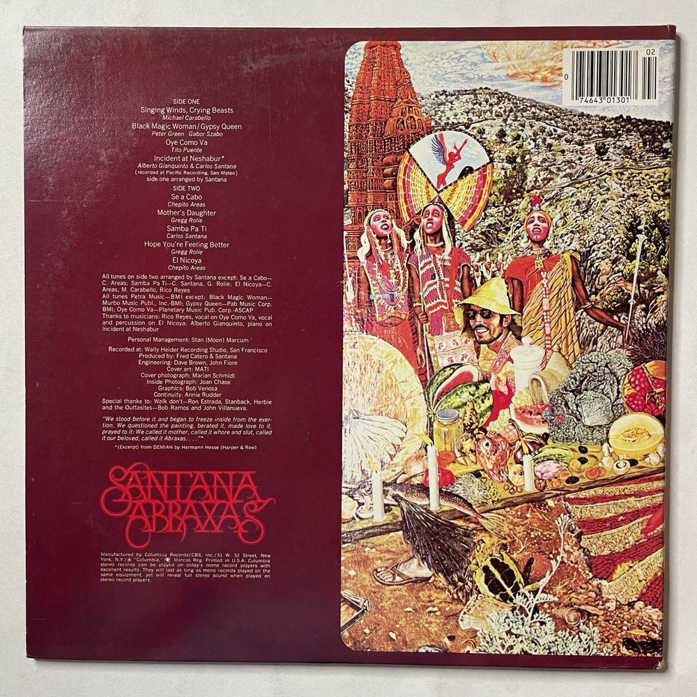 Винтажная виниловая пластинка LP Santana Abraxas (USA 1970) Oye Como Va