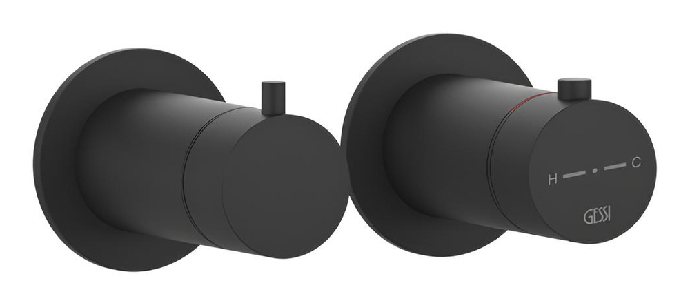 Термостат Gessi316, встраиваемый, на 3 потребителя, внешняя часть, цвет Matte Black