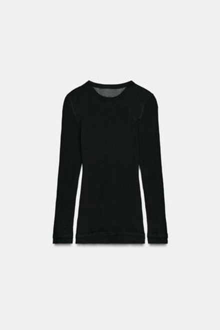 ZARA ДВОЙНАЯ ФУТБОЛКА ИЗ ХЛОПКА SUPIMA®, ЧЕРНЫЙ