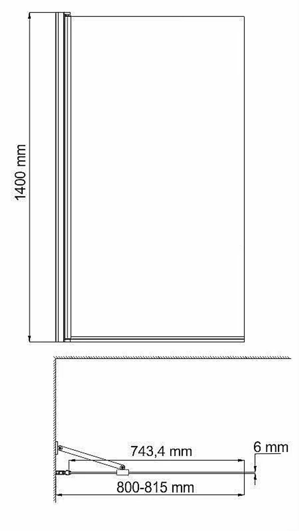 Шторка для ванной WasserKRAFT Berkel 48P01-Fixed 80x140