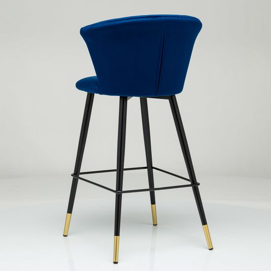 Барный стул Marlon синий велюр