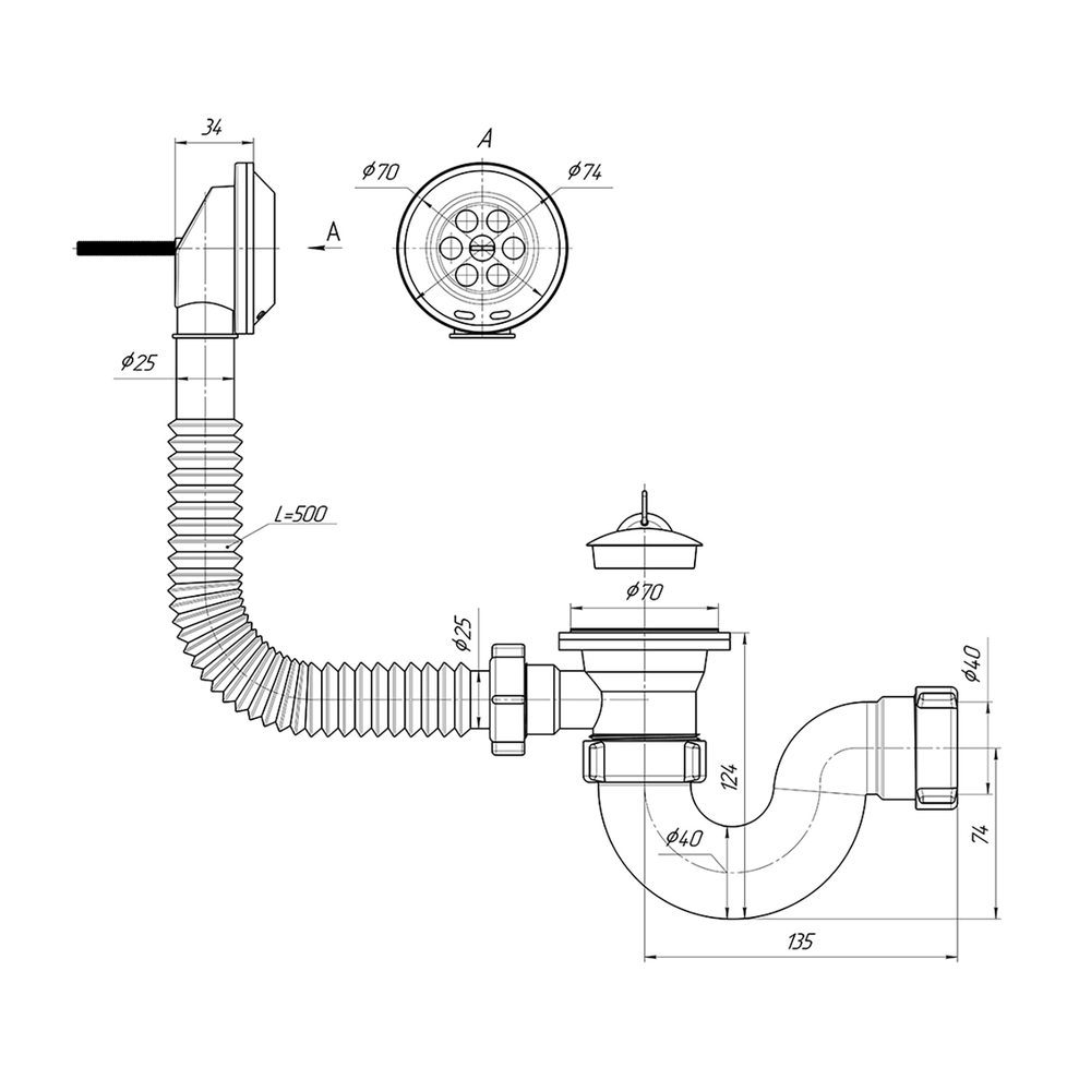 Обвязка на ванну  1 1/2*40 с вып. и пер. Варяг С6150 АНИ пласт