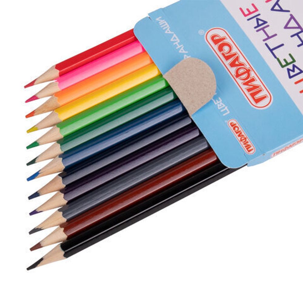 Карандаши цветные ПИФАГОР "Веселые акулята", 12 цветов, классические, заточенные, 181816