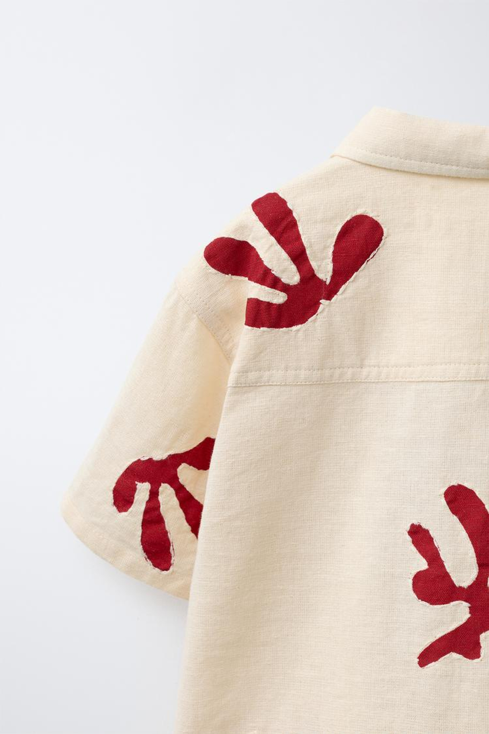 ZARA РУБАШКА ИЗ ЛЬНА С ВЫШИВКОЙ, ЭКРЮ