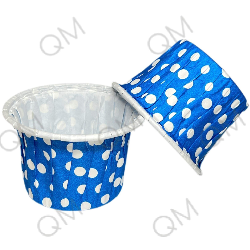 Форма бумажная "Маффин" 50*40 мм (голубой фон белый горох) 70гр