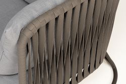 "Багамы" диван 3-местный плетеный из роупа, каркас алюминий бежево-серый (RAL7006) муар, роуп серо-коричневый 23мм, ткань светло-серая