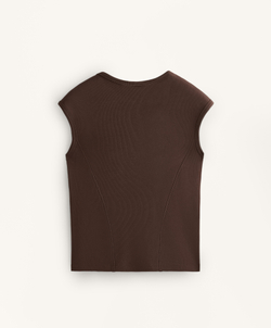 Oysho Футболка с короткими рукавами в рубчик из хлопка и модала, коричневый