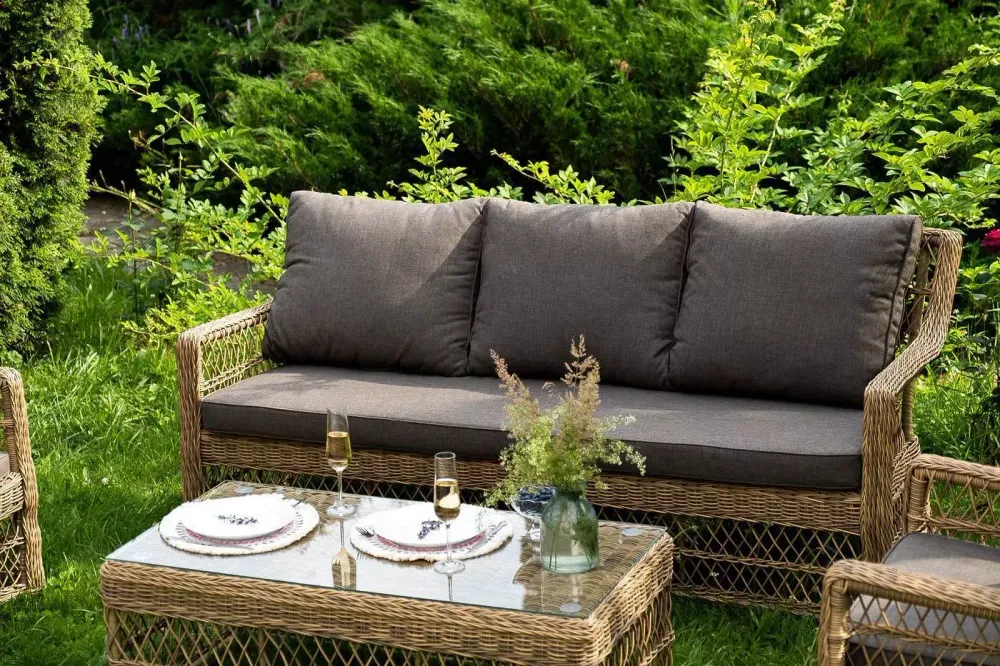 "Гранд Латте" лаунж-зона из искусственного ротанга, цвет соломенный