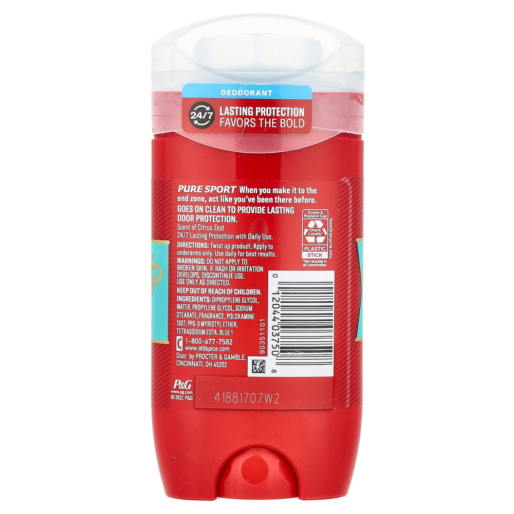 Old Spice, Pure Sport, дезодорант, цитрусовая цедра, 85 г (3 унции)