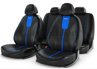 Чехлы на сидения CarFashion «GALS» 11062 - Экокожа -синий/черный/шов синий