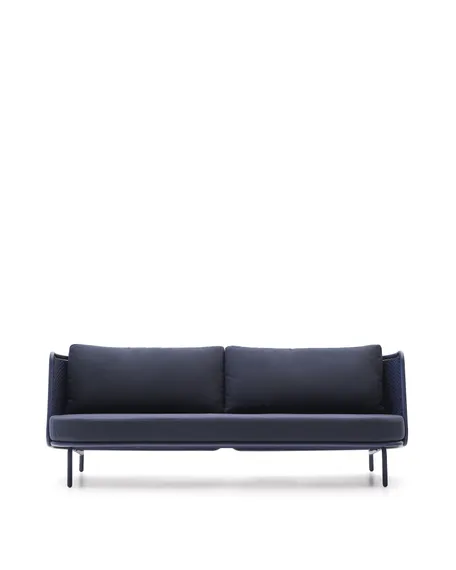 Уличный 3-местный диван Sedalis из алюминия и синей веревки 210 см