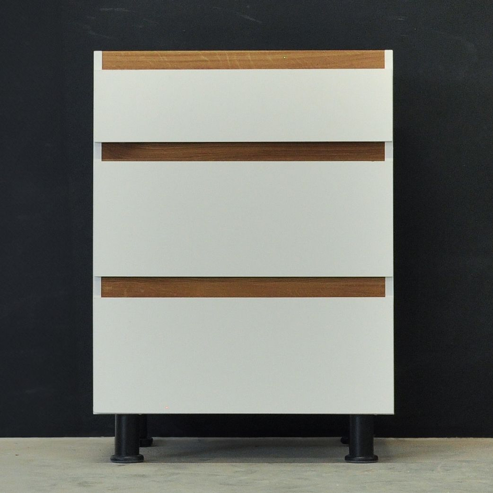 Кухонный модуль напольный 60х45х83, Валенсия, с 3-мя ящиками без столешницы, с дубовыми панелями, на ножках / белый, массив дуба, Dipriz