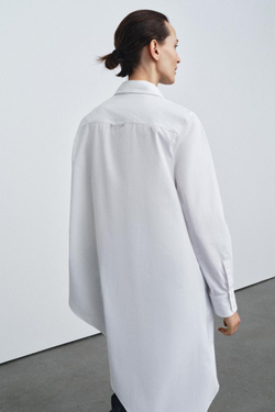 ZARA АСИММЕТРИЧНАЯ РУБАШКА ИЗ ПОПЛИНА — ZW COLLECTION, БЕЛЫЙ