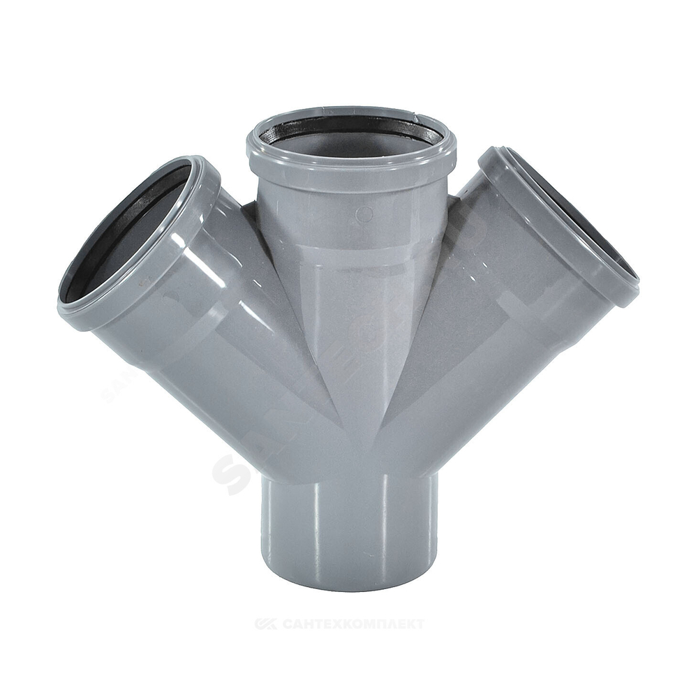 Крестовина PP-H 1-плоскостная серый BASE Дн 110х110х110х45гр б/нап в/к VALFEX 27111110