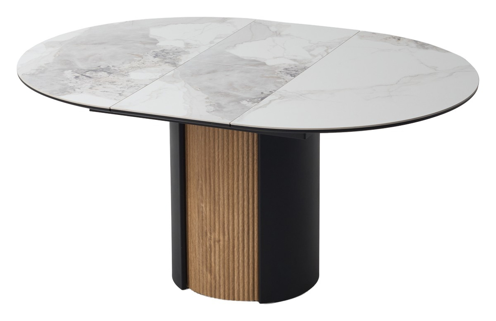 Стол БАТИСТ 115 без подсветки PANDORA LIGHT, керамика / ДУБ АМЕРИКАНСКИЙ, ЧЕРНЫЙ каркас М-City