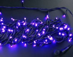 Светодиодная нить с контроллером 20 м., 220V, 200 фиолетовых LED ламп, черный ПВХ провод, Rich LED (RL-T20C2-B/V)