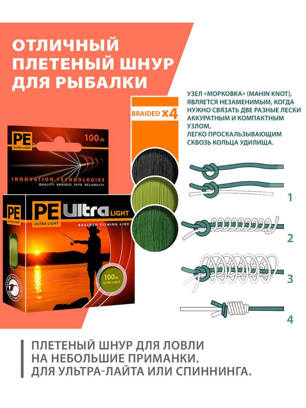 Плетеный шнур для рыбалки PE ULTRA LIGHT Black 0,04mm 135m